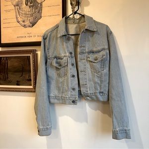 Vintage, worn/distressed jean jacket - slightly cropped